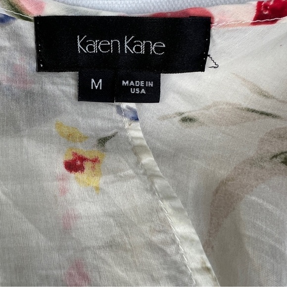 Karen Kane Floral and Rhinestone Embossed gathered sides Silk Blend Sleeveless M - Picture 9 of 12